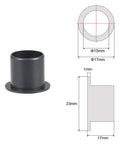Flanged Sleeve Bearing Set, 15mm Bore, 17mm OD, 17mm Length, Flange Diameter 23mm, POM Self-Lubricating Oilless Bushings, Black, 2 Pieces