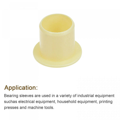 Flanged Sleeve Bearing Set 12mm Bore 14mm OD 15mm Length POM Self Lubricating Oilless Wrapped Bushings Yellow