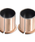 Pair of flanged sleeve bearings 30mm bore, 34mm outside diameter, bronze sintered coated, carbon steel base, low friction.