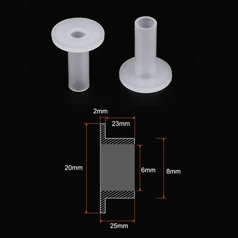 Flanged Sleeve Bearings 6mm Bore 8mm OD 25mm Length Pack Of 4 Nylon Bushings with diagram of dimensions and flange details