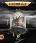 Two Pack 2 Pin Flasher Relay For Cars And Motorcycles 20A 12V Transparent Round Shell with size measurements