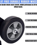 Flat-free durable rubber wheel for ✝️ Folding Hand Truck Dolly - 600 LB Capacity, designed for smooth, puncture-proof performance.