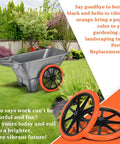 20x1.95 Inch Flat Free Tires Compatible with Rubbermaid Wheelbarrow Wheels, shown in vibrant orange color for utility carts.