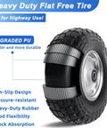 12 Inch Flat Free Solid Tire and Wheel Assemblies, 410/350-6 Polyurethane Replacement Tires in silver, side view showing features.