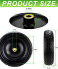 Product size dimensions for 13" flat-free tire and wheel for 13"garden cart tire replacement with 5/8" axle borehole, 2.1" offset hub