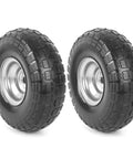✝️ (2 pack) 4.10/3.50-4 flat free tire and wheel, 10" solid rubber tires for wheelbarrow, dolly, hand truck, wagon, garden cart
