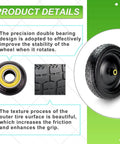 13" flat-free tire and wheel for 13"garden cart tire replacement with 5/8" axle borehole, product details and close-up views