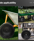 Wide applicability of 4 Pack 13 Inch Flat Free Solid Tire and Wheel with 5/8 Inch Axle Bore for garden wagons and utility carts.