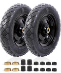 ✝️ 4.80/4.00-8" flat free tire and wheel 15" solid wheelbarrow tires, 3.00-4.00/4.80-8" with 5/8" & 3/4" bearings, black, 2pcs