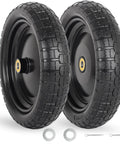 ✝️ 13" flat-free solid tire and wheel, with 5/8" axle bore hole, 2.2" offset hub, replacement 4.00-6 wheelbarrow tire, 2 pack