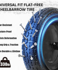 4.80/4.00-8 Flat Free Wheelbarrow Tire and Wheel, 14.5 Inch Solid Polyurethane Replacement with strong traction and durability features.