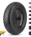 4.80/4.00-8 Flat Free Wheelbarrow Tire and Wheel, 14.5 Inch Polyurethane with Steel Rim, bearings, for carts and wagons
