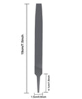 Flat 6 Inch Hand File With Double Cut Teeth And Single Cut Edge Made From High Carbon Steel hardened tool, dimensions marked