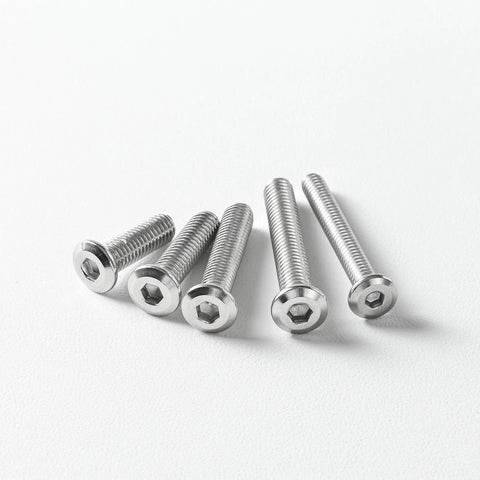 Six 1/4-20 x 1-1/2 in flat head hex socket cap screws, 304 stainless steel, bright finish