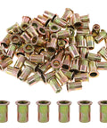 Flat Head Rivet Nut Set 100 Pcs Five Sixteenth Inch 18 UNC Zinc Plated Carbon Steel Rivet Nuts Threaded Inserts