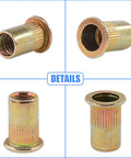 Flat Head Rivet Nut Set 100 Pcs Five Sixteenth Inch 18 UNC Zinc Plated Carbon Steel Rivet Nuts Threaded Inserts