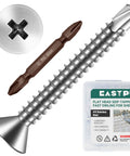 150pcs #10 x 1-1/2 410 Stainless Steel Flat Head Self Drilling Screws, Bright Finish, drill bit, and packaging