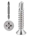 300pcs #8 x 1 Inch Flat Head Self Tapping Sheet Metal Screws Stainless Steel High Strength Quick Self Drilling Screws with Deep Threads