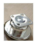 Close-up of 2.5" flat metal caster wheel with chrome plating showing mounting plate, from 100-Pack 2.5" inch Flat Metal Caster Wheel - Chrome plating