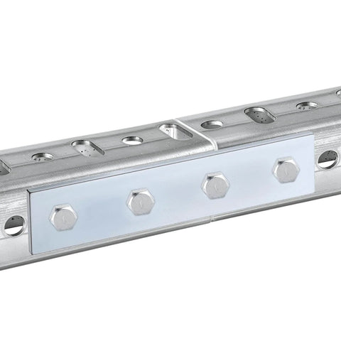 Nine Piece Flat Plate Connector Bracket Set For One Half Inch Bolts In One Five Eighth Inch Strut Channel Four Hole Design