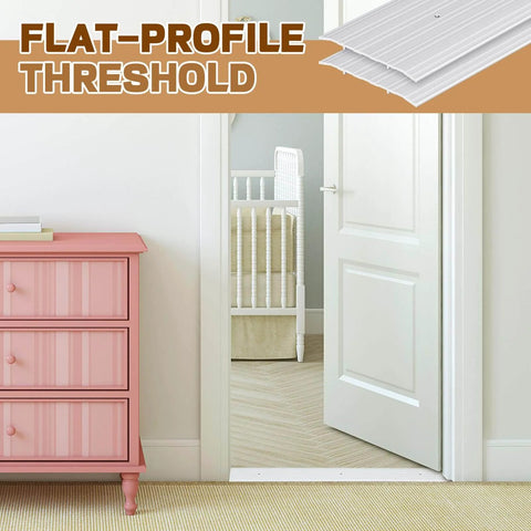 2 Pcs 6" X 1/4" X 36" Door Saddle Threshold for Doorway Interior Sturdy Aluminum in doorway with pink dresser and baby crib.
