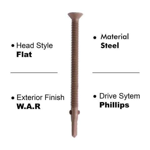 Self Drilling Wood To Metal Screws With Flat Torx Head Reamer For Attaching Wood To Metal, Quarter Inch By Twenty Threads