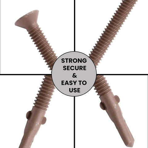 Self Drilling Wood To Metal Screws With Flat Torx Head Reamer For Attaching Wood To Metal, Quarter Inch By Twenty Threads, Four And Three Quarter Inch Length, Wings Tek Screws For A Tight Grip, Pack Of Ten U Turn Fasteners