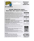 Back packaging of Flex Seal Draft and Insulation Sealing Tape, Flexible, Rubberized, Weatherproof Strip for Windows and Doors, Clear, 2 in x 16 ft