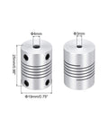 Flexible Aluminum Shaft Coupler 3mm To 4mm Bore 25mm Length 19mm Outer Diameter 2 Pack For 3D Printer CNC Machines Encoders And Motors DIY Projects Silver