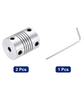 Flexible Aluminum Shaft Coupler 3mm To 4mm Bore 25mm Length 19mm Outer Diameter 2 Pack with Allen Key