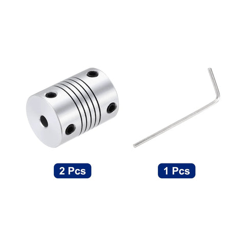 Flexible Aluminum Shaft Coupler 3mm To 4mm Bore 25mm Length 19mm Outer Diameter 2 Pack with Allen Key