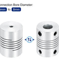 Flexible Aluminum Shaft Coupling 3mm To 8mm Bore 25mm Long 19mm Outer Diameter For Stepper Motors Encoders 3D Printers CNC Machines Silver