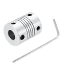 Flexible Aluminum Shaft Coupling 3mm To 8mm Bore 25mm Long 19mm Outer Diameter For Stepper Motors Encoders 3D Printers And CNC Machines Silver Pro Grade Dope Joint Connector For DIY Projects with hex key