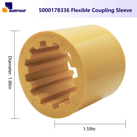 Flexible Coupler Sleeve Replacement For Wacker Neuson RD11 RD12-90 RD16-100 RD880 shown with dimensions of 1.86in diameter and 1.59in length
