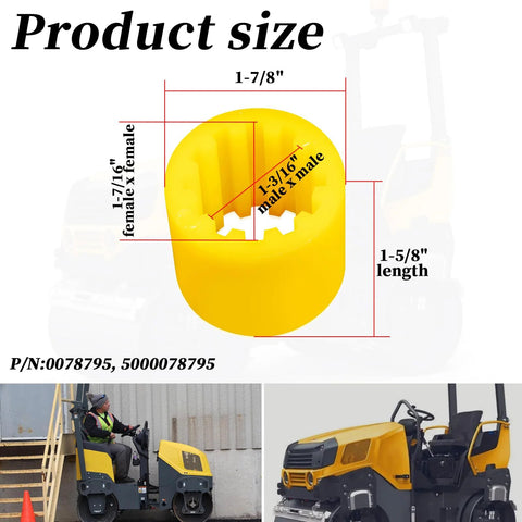 Flexible Coupler Sleeve For RD Series Rollers Compatible With Wacker Neuson RD880 RD11 RD16-100, Product Size Diagram