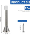 Pack Of 12 Spring Door Stops Flexible Heavy Duty Door Stoppers With Rust Proof Screws And Rubber Bumper Tips Satin Nickel Finish Size Guide