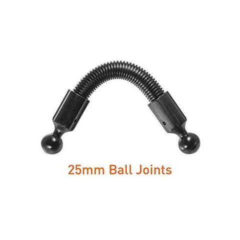 10 Inch Flexible Dual Ball Mount Extension Arm, 25mm ball joints, aluminum and composite construction, for 1 inch and 25mm arms.