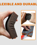 Hand flexes Four Pcs Aluminum Oxide Sanding Blocks Grit 60 80 120 220 for Wood Metal Drywall, showing flexibility and durability.