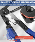 Flexible Hose Clamp Pliers 27 Inch Long Reach Automotive Clamp Removal Tool for Car Coolant Hoses with ratchet locking mechanism.