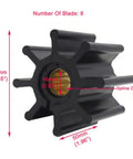 Uanofcn 091028B Flexible Impeller Replaces Johnson 09-1028B with 8 blades, 65mm height, designed for marine cooling systems.