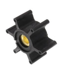 Black rubber flexible impeller for Milwaukee transfer pumps, showing front view and central yellow hub.