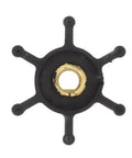 Front view of a Flexible Impeller for Milwaukee Transfer Pumps with black rubber exterior and central brass hub.