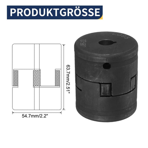 Flexible Half Inch To Half Inch L Jaw Coupling Set With Buna N NBR Rubber Spider includes diagram and dimensions 54.7mm x 63.7mm