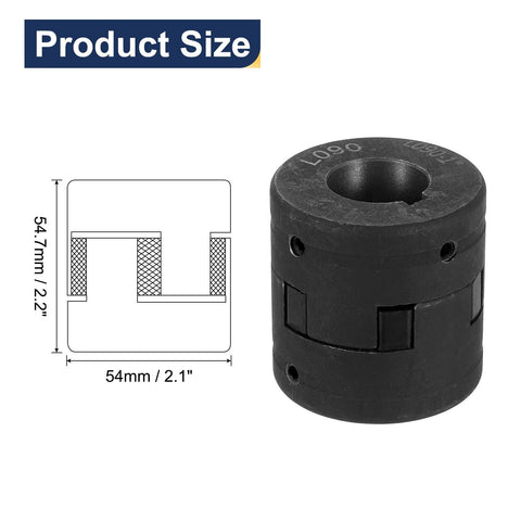 Flexible Three Piece L Jaw Coupling Set For Log Splitter And Hybrid Equipment, one inch bore, product size diagram
