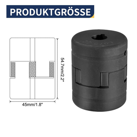 Flexible Three Piece L Jaw Coupling Set With Buna N Rubber Spider One Half Inch To Five Eighth Inch Bore, diagram and size dimensions