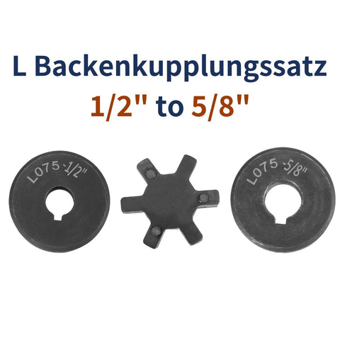 Flexible Three Piece L Jaw Coupling Set With Buna N Rubber Spider One Half Inch To Five Eighth Inch Bore for equipment