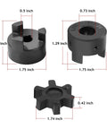 Flexible One Half To Three Quarter Inch L Jaw Coupling Three Piece Set With Rubber Spider for machine tools and motors
