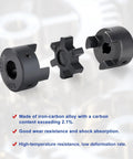 Flexible One Half To Three Quarter Inch L Jaw Coupling Three Piece Set With Rubber Spider for heavy duty machine tools.