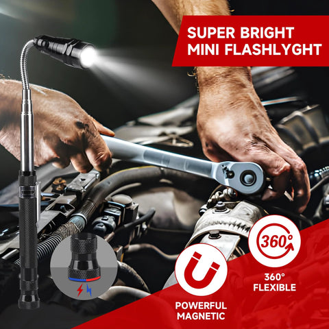 Effortlessly retrieve metal parts from tight spaces with this 5 piece telescoping magnetic pickup tool set shown in use.