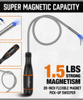 Effortlessly retrieve metal parts from tight spots, under machines, and around the shop with this 4 piece telescoping magnetic pickup tool set, extending from 7 to 30.5 inches for heavy items and 5 to 25.4 inches for lighter pickups, making cleanup fast.